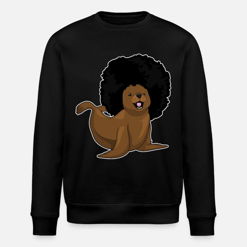 Seal Afro Hair - Stanley/Stella ROLLER Unisex Organic Sweatshirt - black