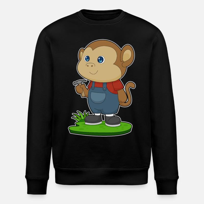 Affe Handwerker Hammer - Stanley/Stella Unisex Bio-Sweatshirt ROLLER - Schwarz