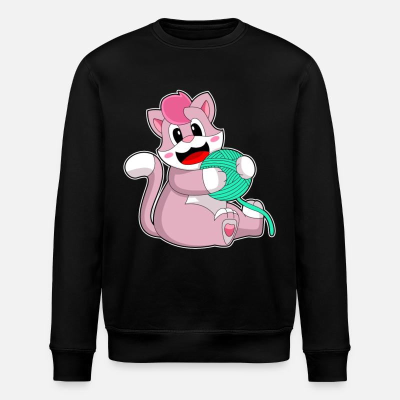 Chat boule de laine - Sweat bio ROLLER Stanley/Stella Unisexe - noir