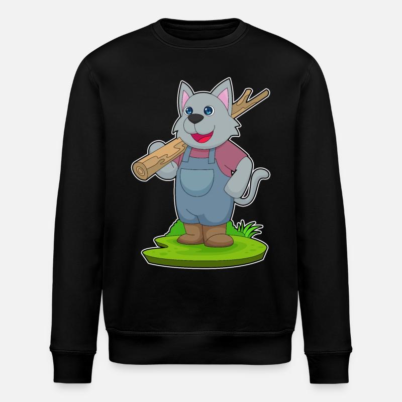 Cat Farmer Tree Trunk - Stanley/Stella ROLLER Unisex Organic Sweatshirt - black