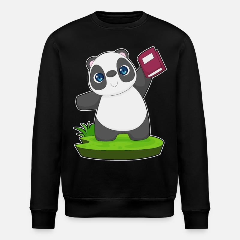 Panda Book - Stanley/Stella ROLLER Unisex Organic Sweatshirt - black