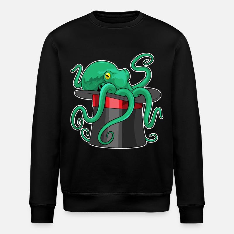 Octopus Wizard Cylinder - Stanley/Stella ROLLER Unisex Organic Sweatshirt - black
