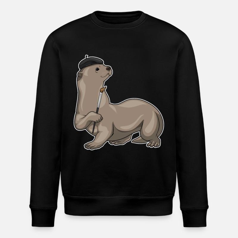 Otter Paint Brush - Stanley/Stella ROLLER Unisex Organic Sweatshirt - black