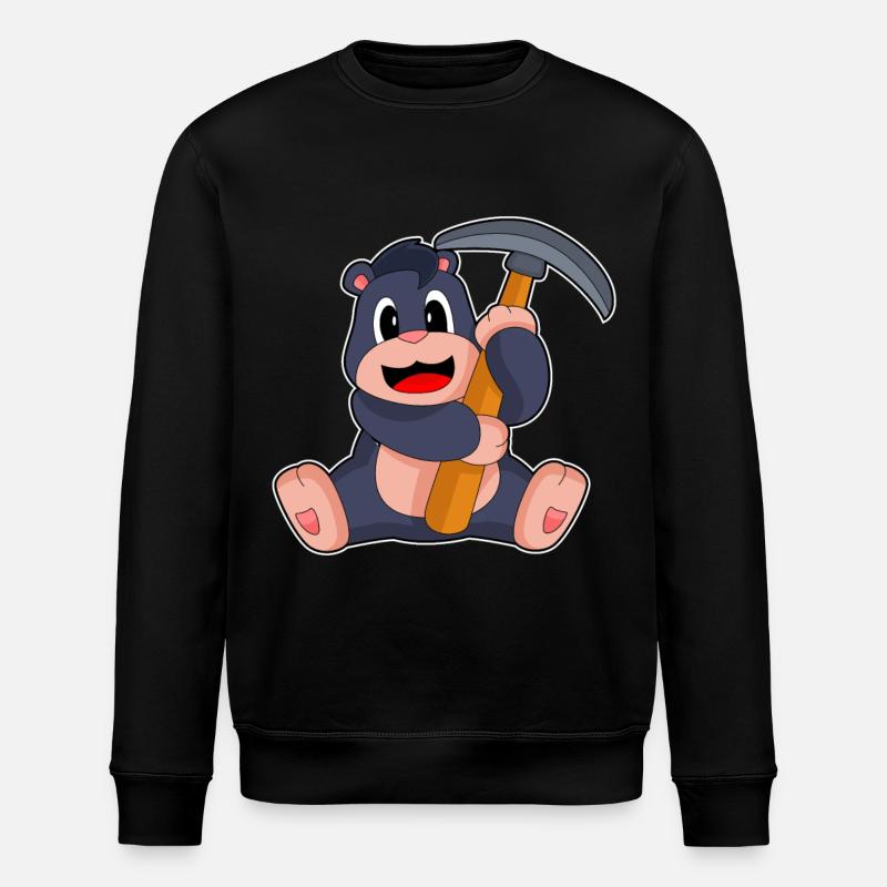 Mole Miner Pickaxe - Stanley/Stella ROLLER Unisex Organic Sweatshirt - black