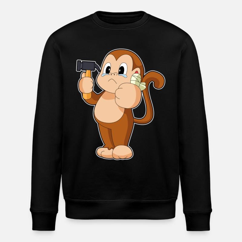 Affe Handwerker Hammer - Stanley/Stella Unisex Bio-Sweatshirt ROLLER - Schwarz