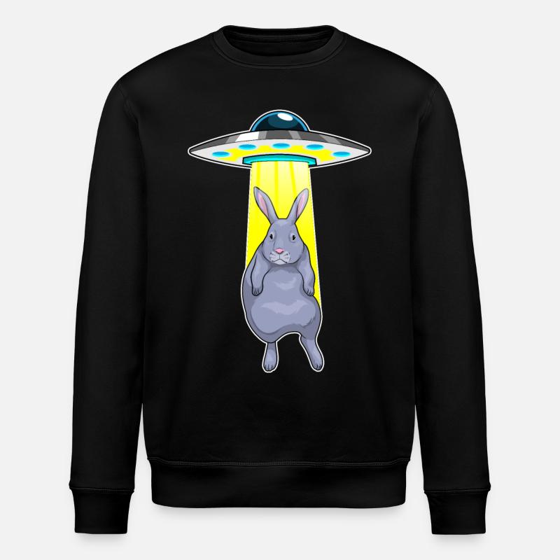 Rabbit Spaceship Space - Stanley/Stella ROLLER Unisex Organic Sweatshirt - black