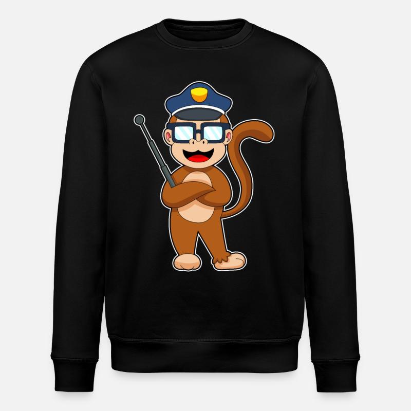 Monkey Policeman Baton Police - Stanley/Stella ROLLER Unisex Organic Sweatshirt - black