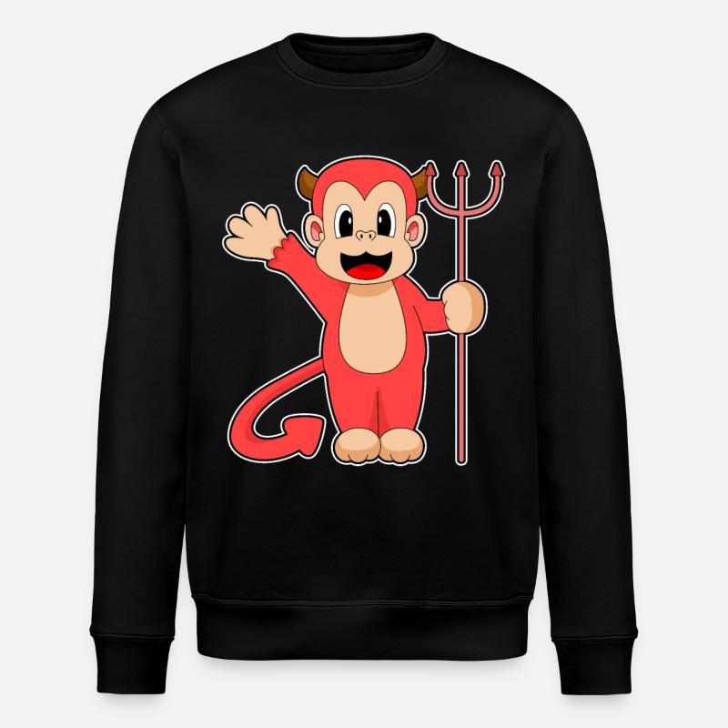 Monkey Halloween Devil Trident - Stanley/Stella ROLLER Unisex Organic Sweatshirt - black