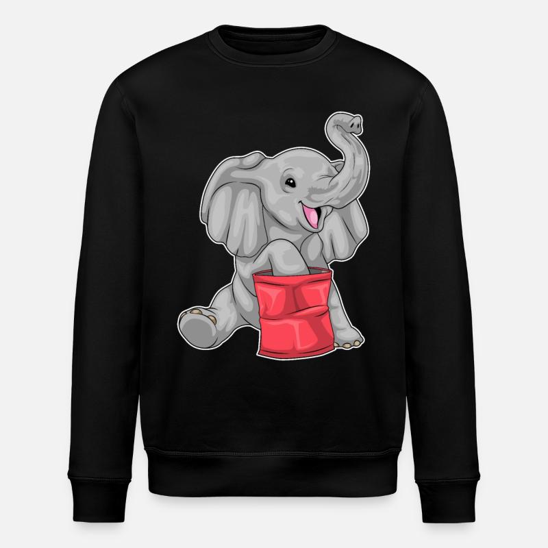 Elephant Chips - Stanley/Stella ROLLER Unisex Organic Sweatshirt - black