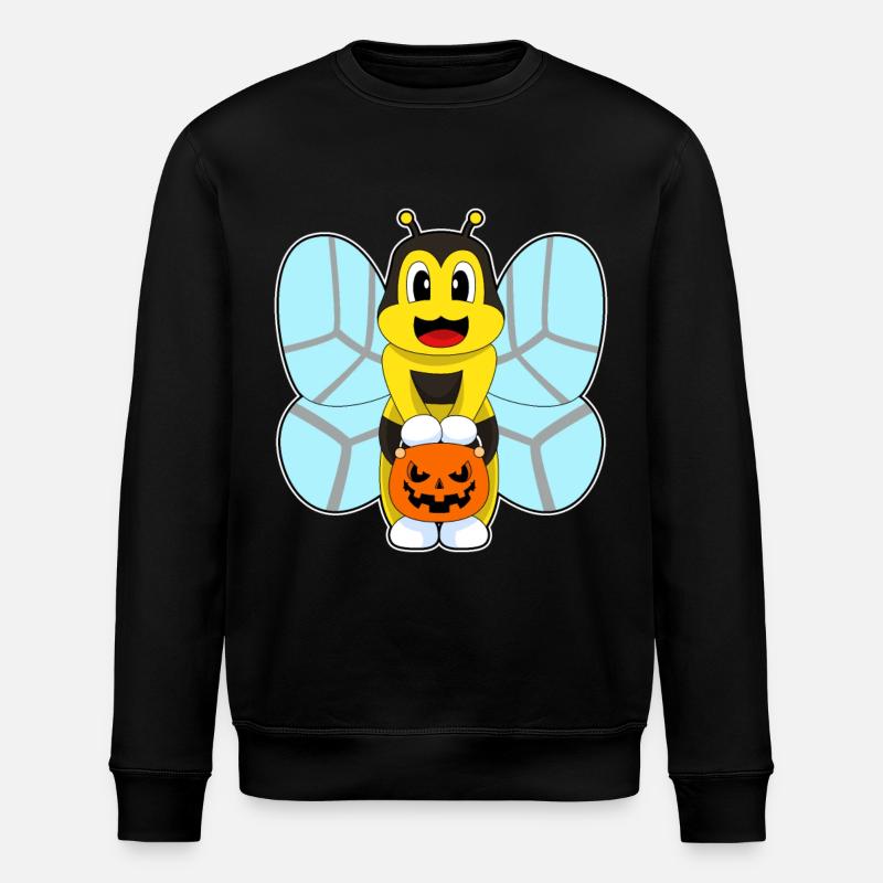 Bee Halloween Pumpkin - Stanley/Stella ROLLER Unisex Organic Sweatshirt - black