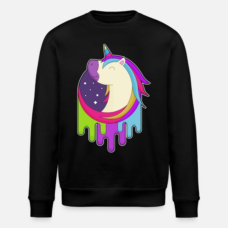 Einhorn Sterne Weltraum - Stanley/Stella Unisex Bio-Sweatshirt ROLLER - Schwarz