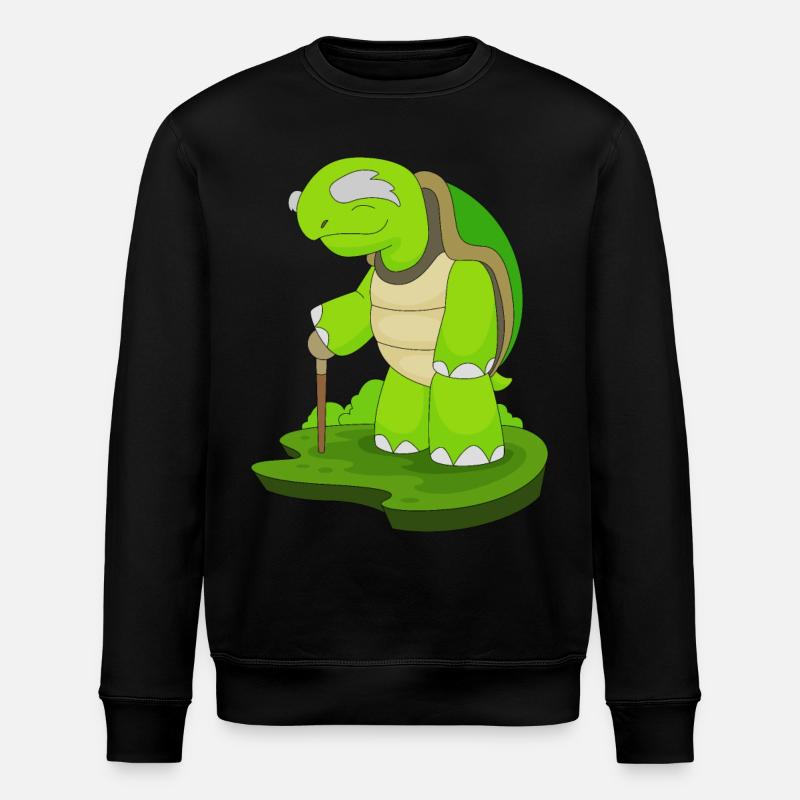 Turtle Retiree Walking Stick - Stanley/Stella ROLLER Unisex Organic Sweatshirt - black