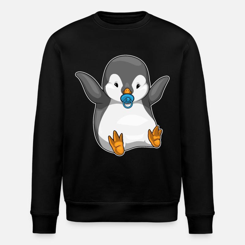 Penguin Baby Pacifier - Stanley/Stella ROLLER Unisex Organic Sweatshirt - black
