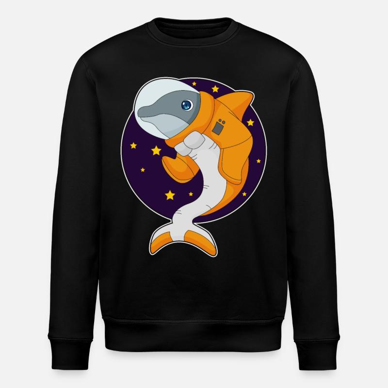 Dolphin Astronaut Space - Stanley/Stella ROLLER Unisex Organic Sweatshirt - black