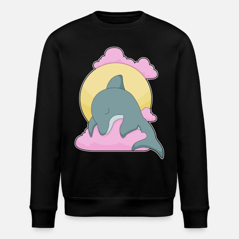Dauphin Lune Nuages - Sweat bio ROLLER Stanley/Stella Unisexe - noir