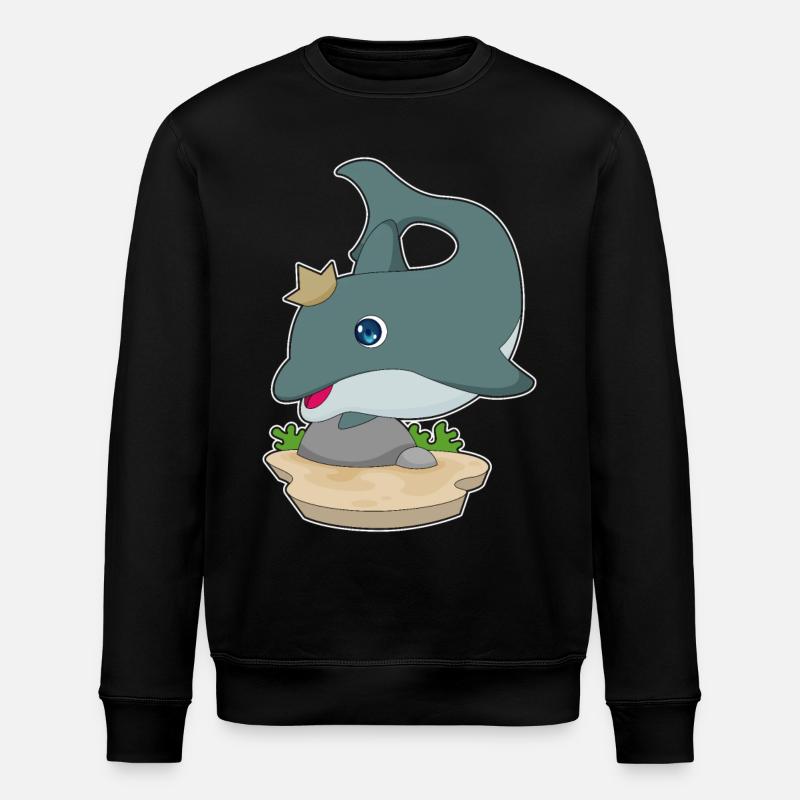 Dolphin Crown - Stanley/Stella ROLLER Unisex Organic Sweatshirt - black