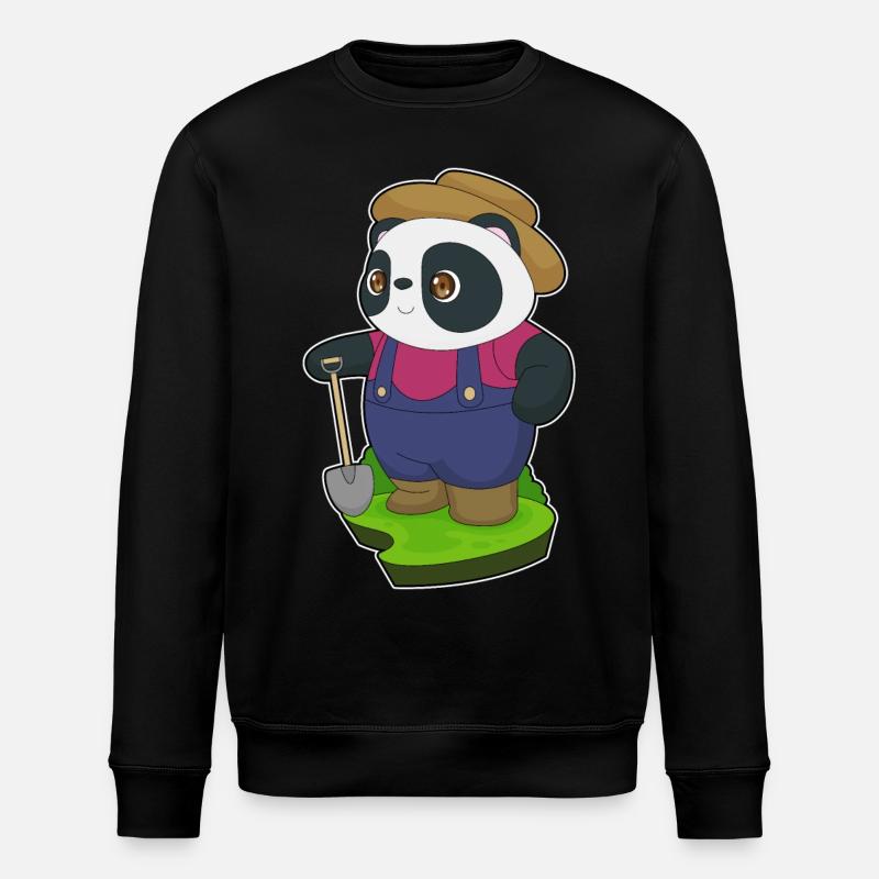 Panda Farmer Shovel - Stanley/Stella ROLLER Unisex Organic Sweatshirt - black