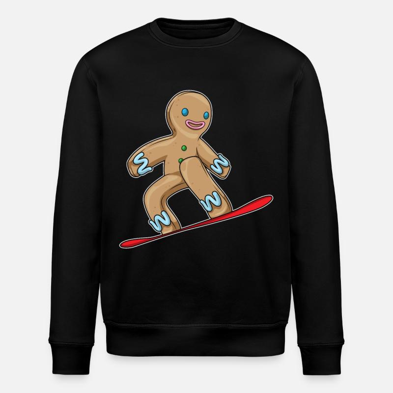 Gingerbread Man Christmas Snowboard - Stanley/Stella ROLLER Unisex Organic Sweatshirt - black