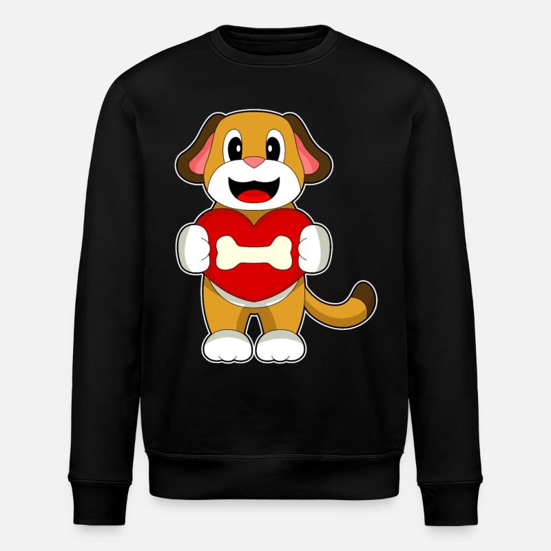 Dog Bone Heart - Stanley/Stella ROLLER Unisex Organic Sweatshirt - black