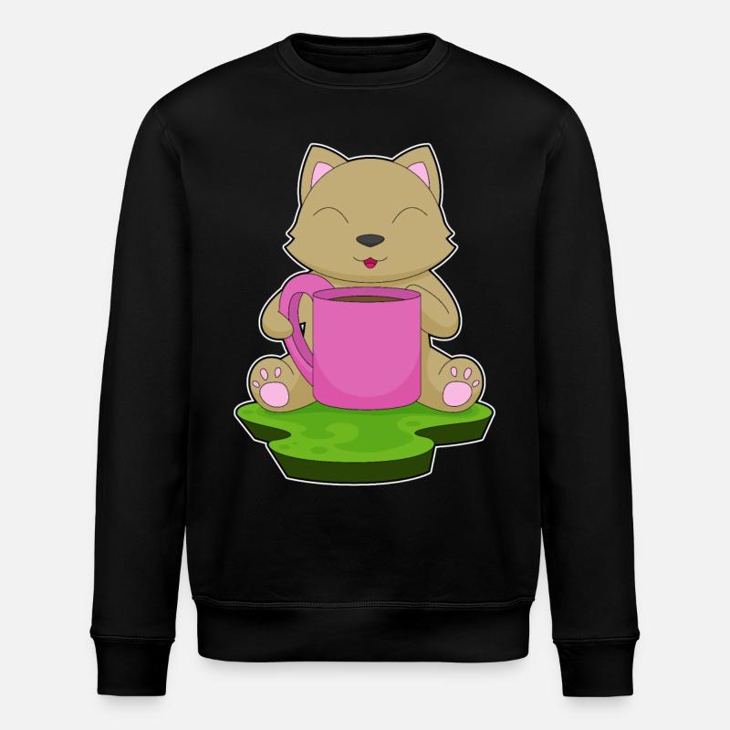 Cat Coffee Mug - Stanley/Stella ROLLER Unisex Organic Sweatshirt - black