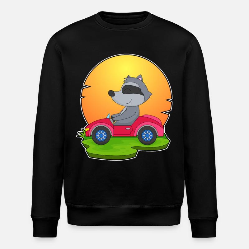 Waschbär Auto - Stanley/Stella Unisex Bio-Sweatshirt ROLLER - Schwarz