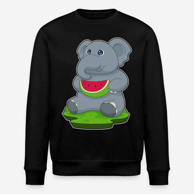 Elephant Watermelon Fruit - Stanley/Stella ROLLER Unisex Organic Sweatshirt - black