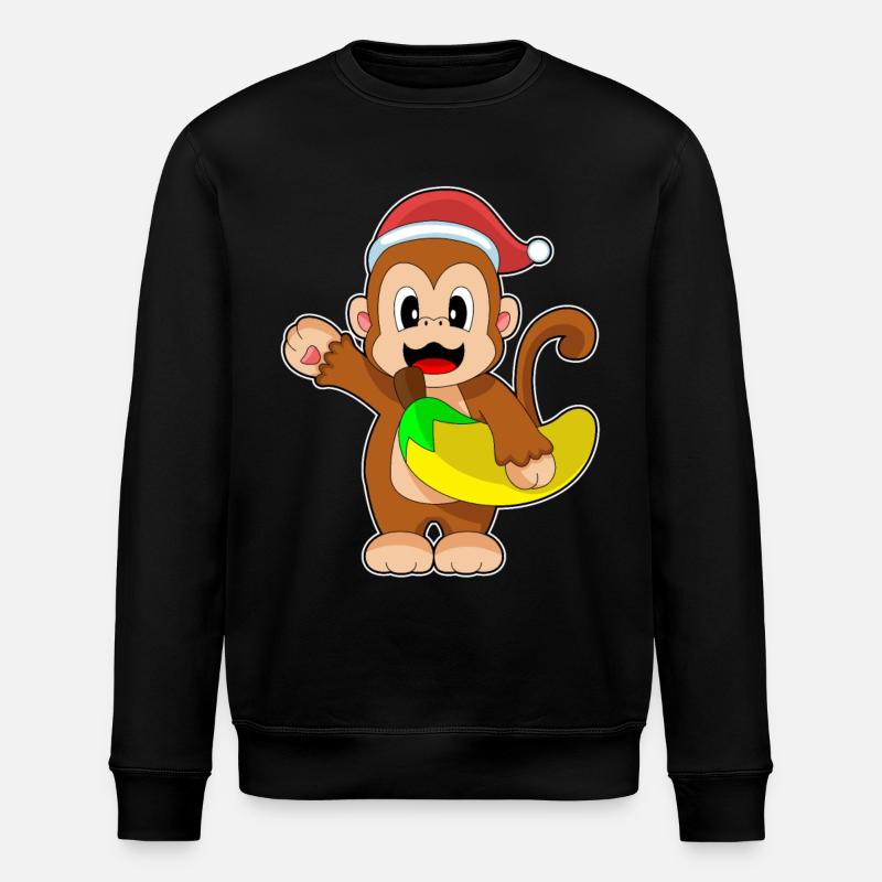 Monkey Christmas Banana - Stanley/Stella ROLLER Unisex Organic Sweatshirt - black