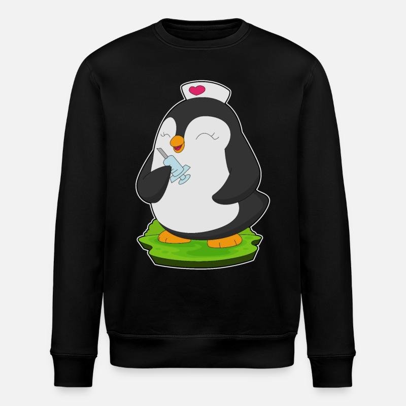 Penguin Nurse Syringe - Stanley/Stella ROLLER Unisex Organic Sweatshirt - black