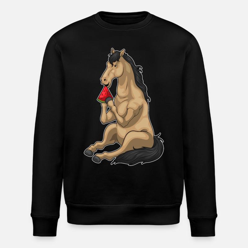 Cheval Pastèque Fruit - Sweat bio ROLLER Stanley/Stella Unisexe - noir