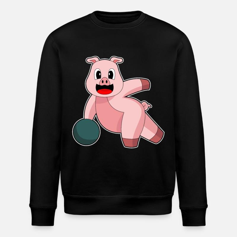 Pig Bowling Bowling Ball - Stanley/Stella ROLLER Unisex Organic Sweatshirt - black