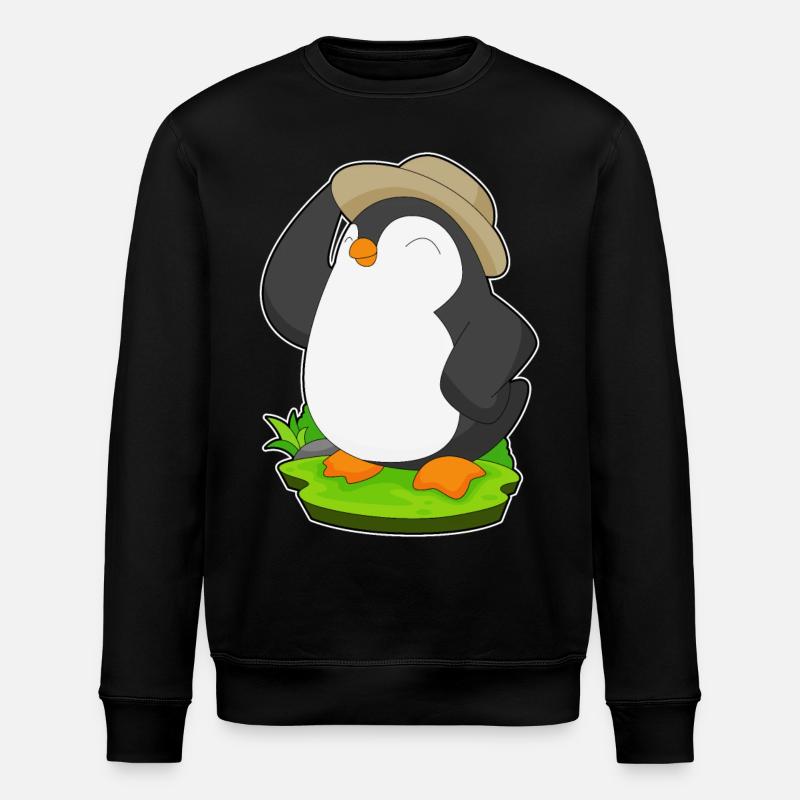 Penguin Hat - Stanley/Stella ROLLER Unisex Organic Sweatshirt - black