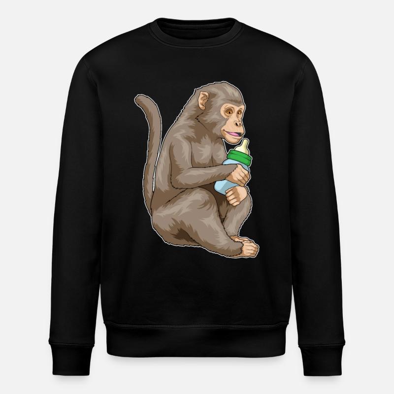 Monkey Baby Bottle - Stanley/Stella ROLLER Unisex Organic Sweatshirt - black