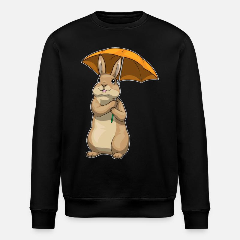 Bunny Rain Umbrella - Stanley/Stella ROLLER Unisex Organic Sweatshirt - black
