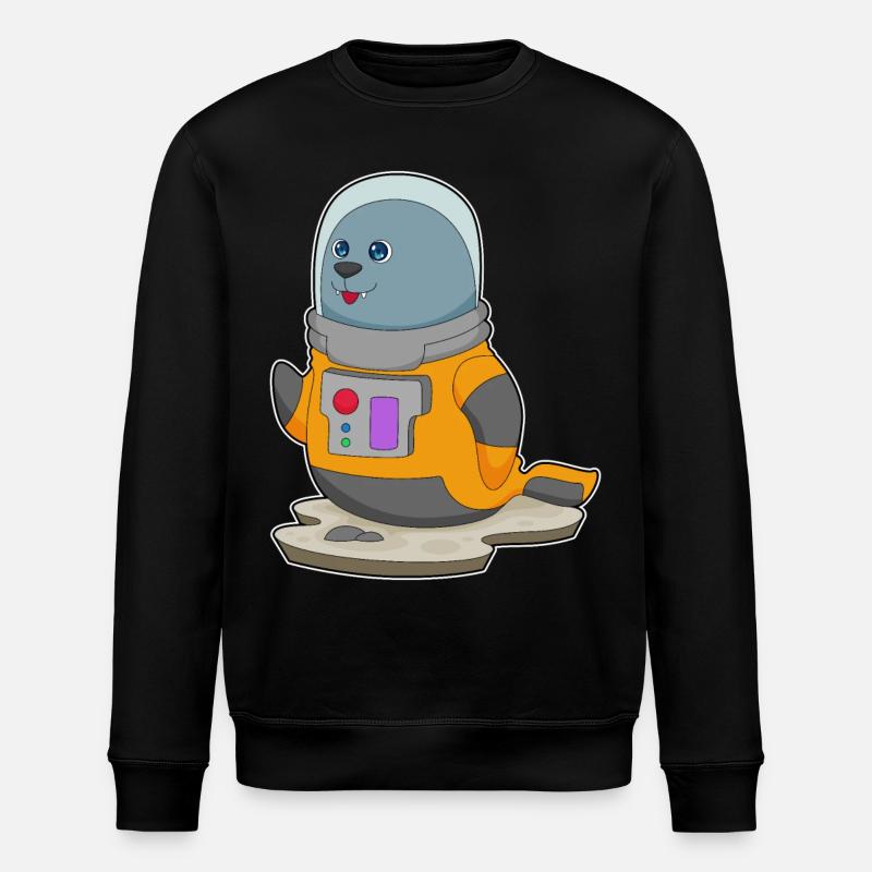 Seal Astronaut Space - Stanley/Stella ROLLER Unisex Organic Sweatshirt - black