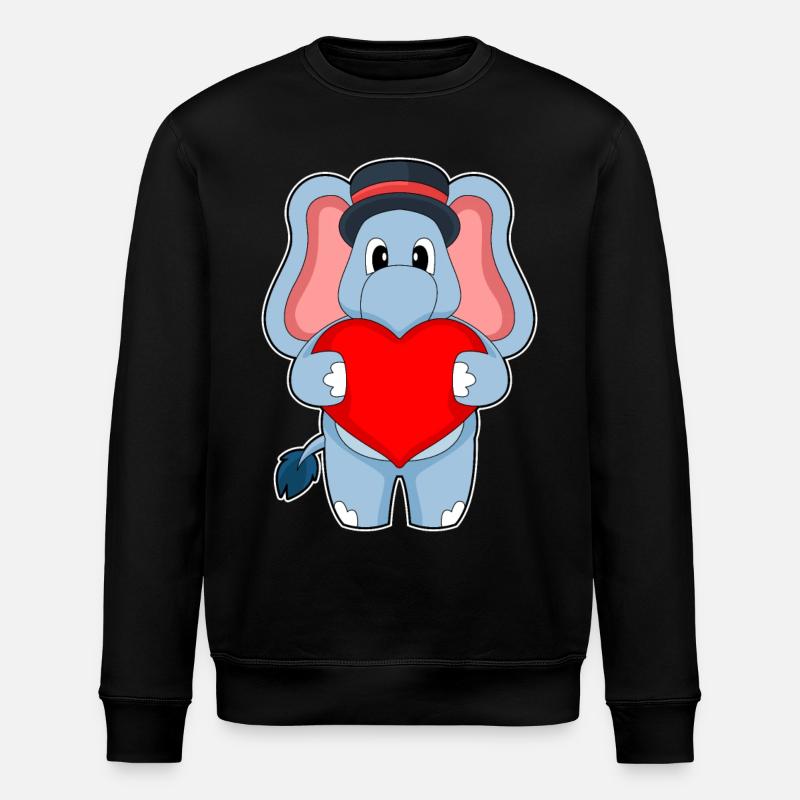 Elephant Groom Heart Wedding - Stanley/Stella ROLLER Unisex Organic Sweatshirt - black