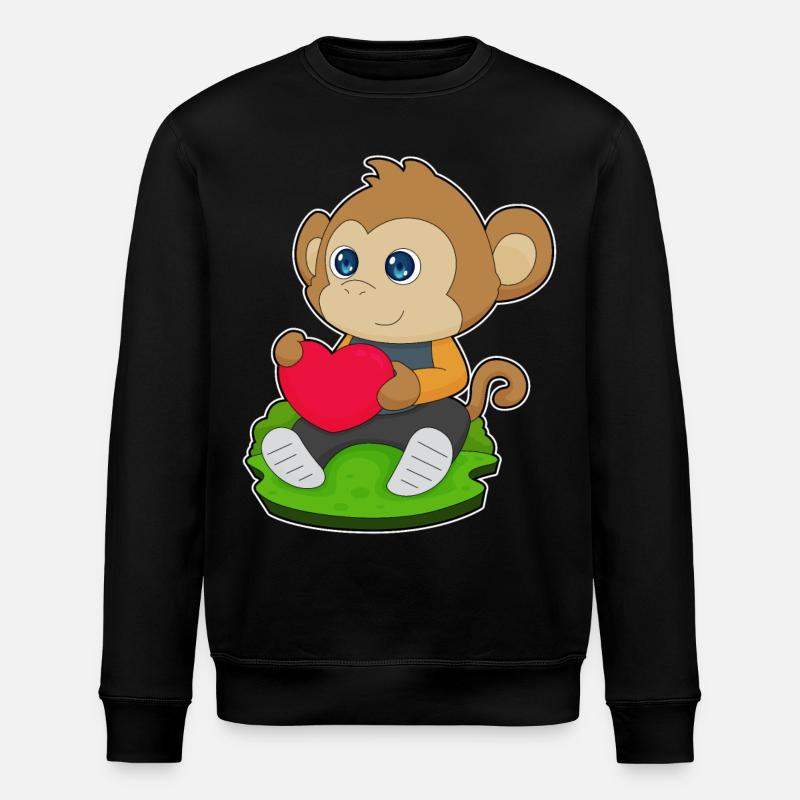 Affe Herz Luftballon - Stanley/Stella Unisex Bio-Sweatshirt ROLLER - Schwarz