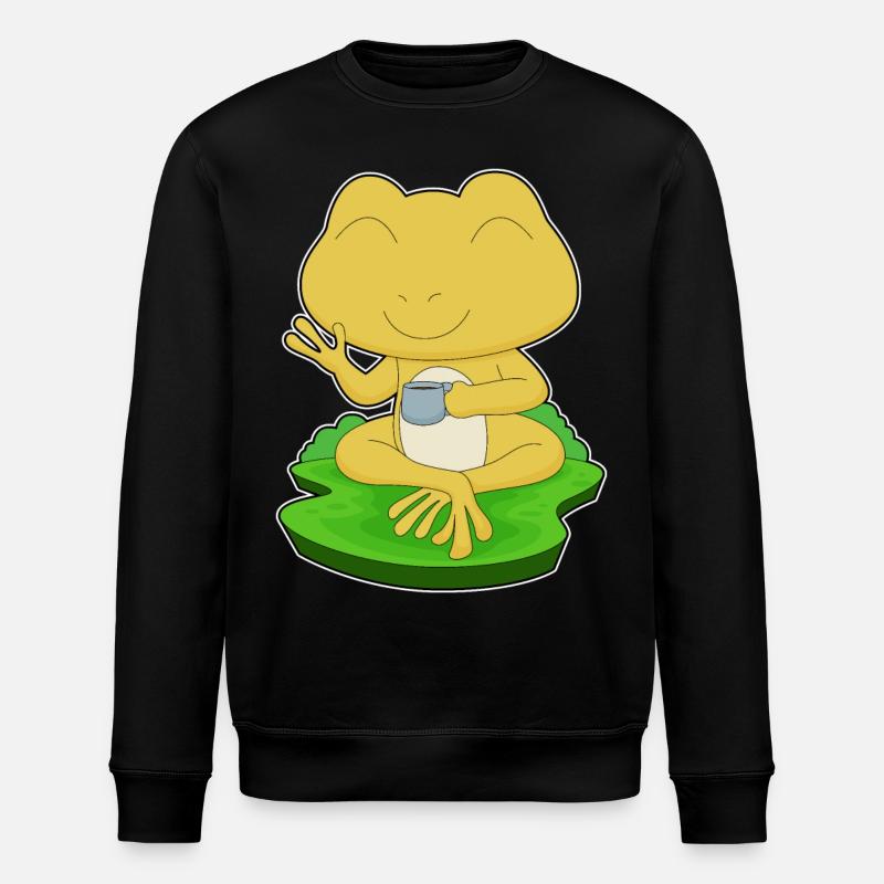 Frog Cup of Coffee - Stanley/Stella ROLLER Unisex Organic Sweatshirt - black