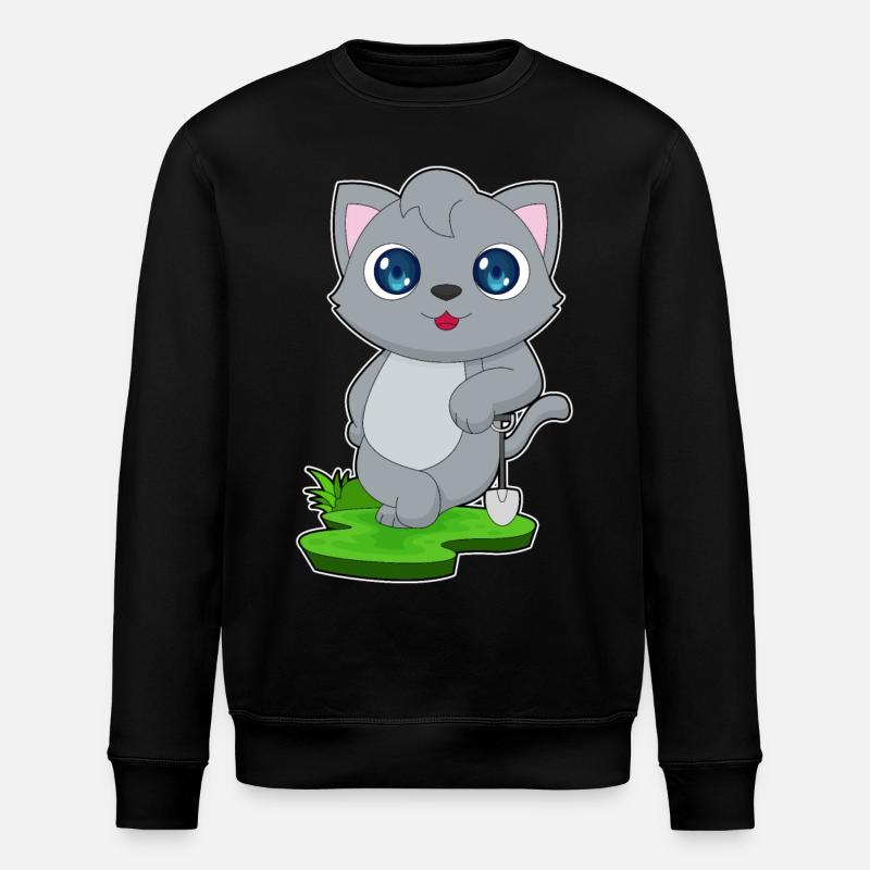 Katze Schaufel - Stanley/Stella Unisex Bio-Sweatshirt ROLLER - Schwarz