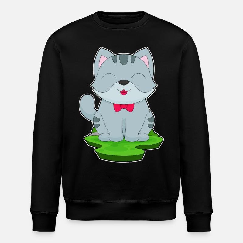 Cat Bow - Stanley/Stella ROLLER Unisex Organic Sweatshirt - black