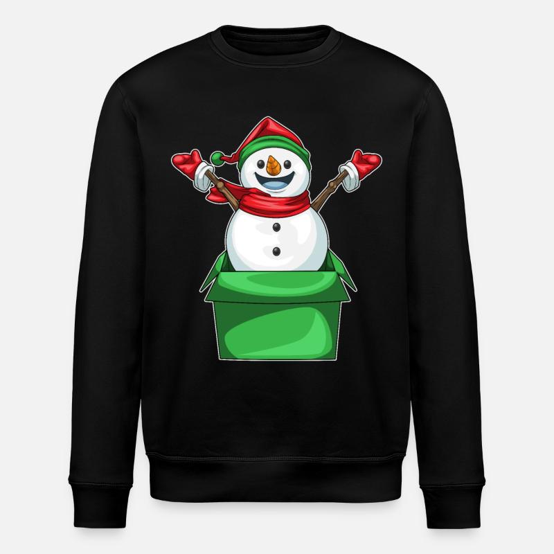 Snowman Christmas Crate - Stanley/Stella ROLLER Unisex Organic Sweatshirt - black