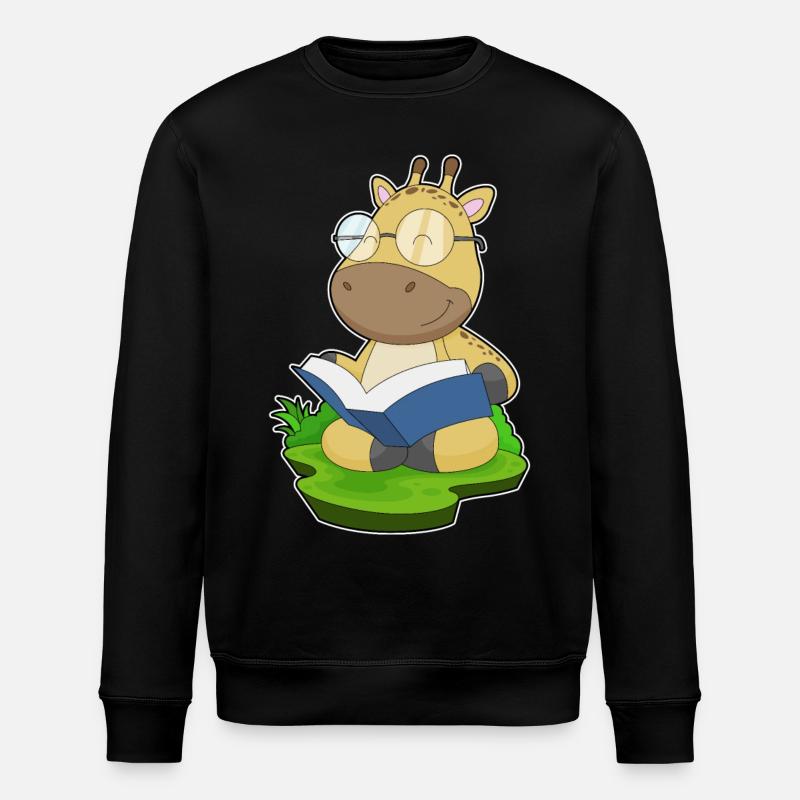 Giraffe Nerd Book - Stanley/Stella ROLLER Unisex Organic Sweatshirt - black