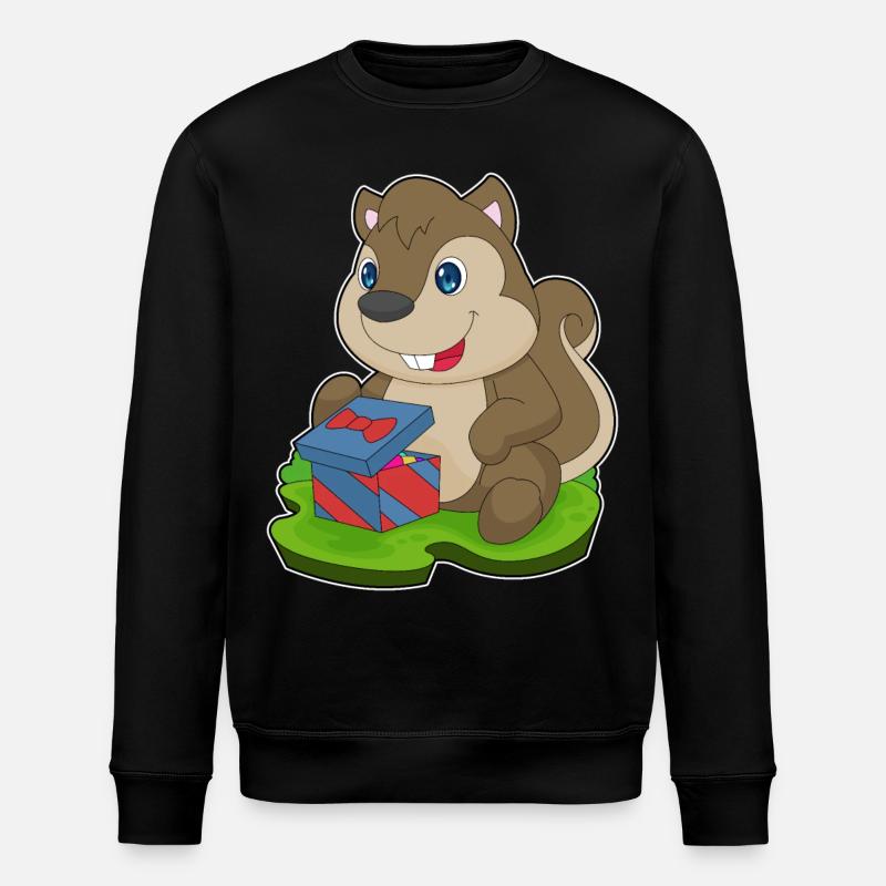 Squirrel Christmas Package - Stanley/Stella ROLLER Unisex Organic Sweatshirt - black
