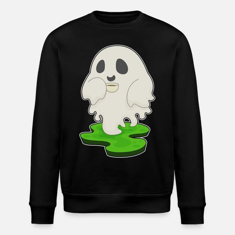 Ghost Halloween Coffee - Stanley/Stella ROLLER Unisex Organic Sweatshirt - black