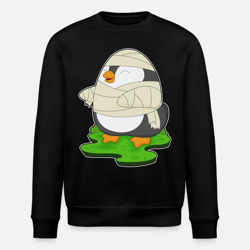 Penguin Halloween Mummy - Stanley/Stella ROLLER Unisex Organic Sweatshirt - black
