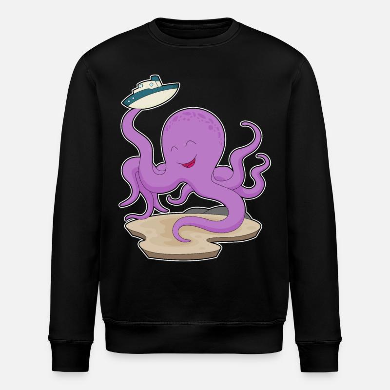 Octopus Toy Boat - Stanley/Stella ROLLER Unisex Organic Sweatshirt - black