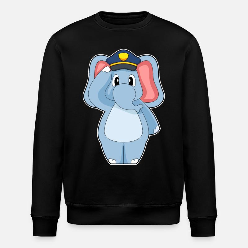 Elephant Policeman Police - Stanley/Stella ROLLER Unisex Organic Sweatshirt - black