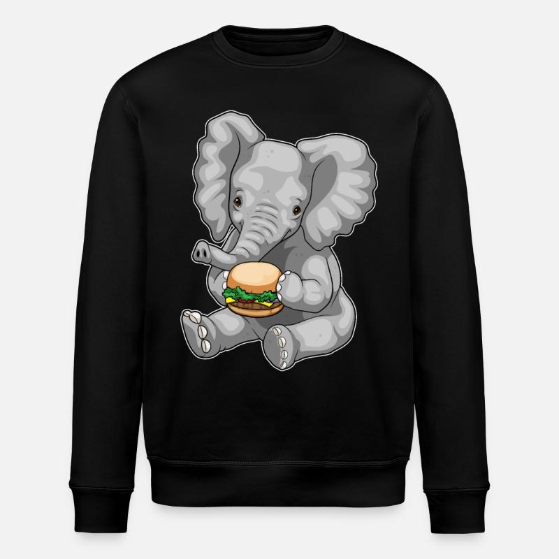 Elephant Burger - Stanley/Stella ROLLER Unisex Organic Sweatshirt - black