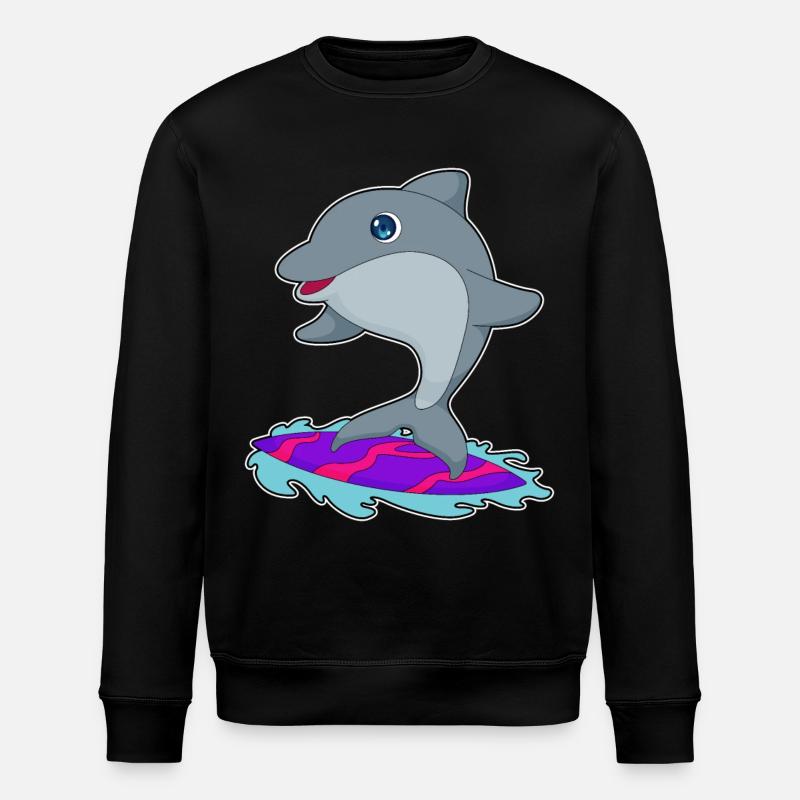 Dolphin Surfer Surfboard - Stanley/Stella ROLLER Unisex Organic Sweatshirt - black