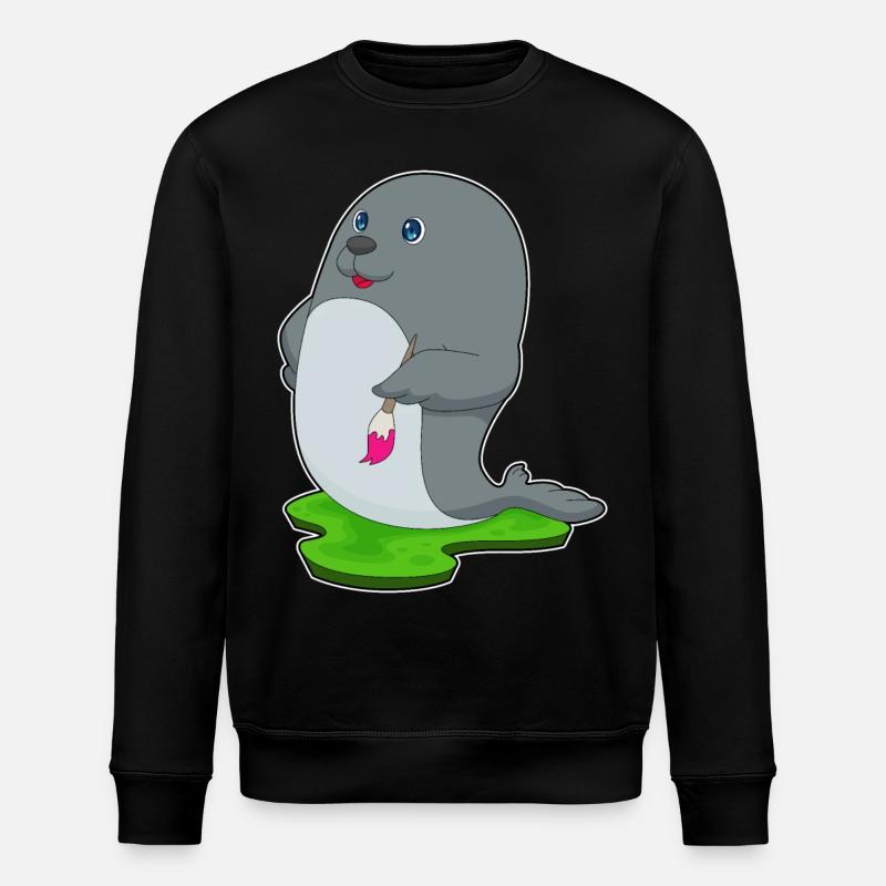 Seal Painter Brush Painting - Stanley/Stella ROLLER Unisex Organic Sweatshirt - black