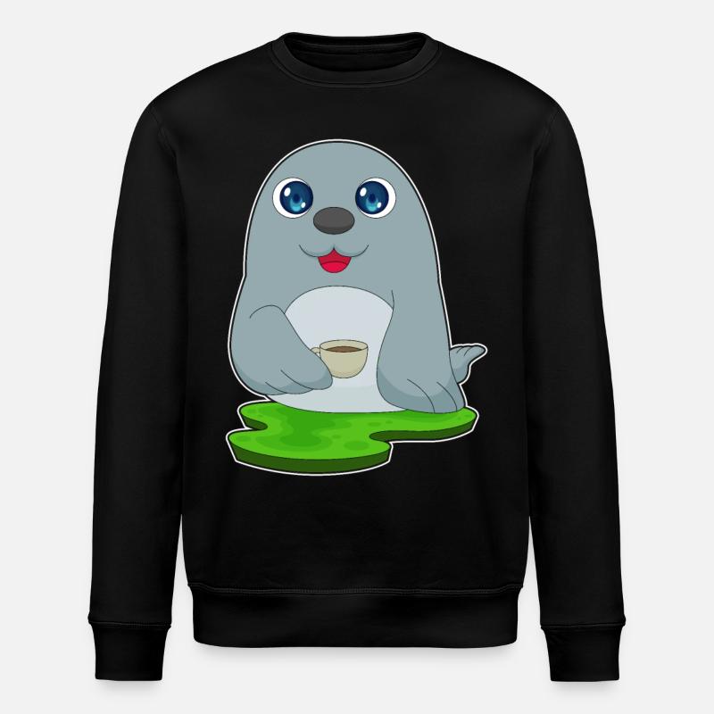 Seal Coffee Mug - Stanley/Stella ROLLER Unisex Organic Sweatshirt - black